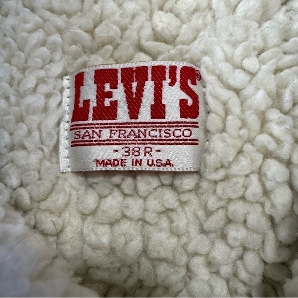 Vintage Levi’s made in USA denim trucker coat jacket fleece lined mens Small - Picture 5 of 5
